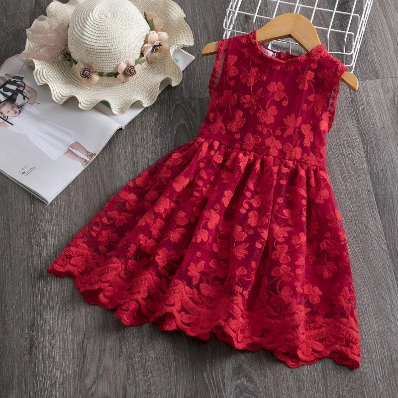 

Girls Dress Summer Butterfly Embroidery Sleeveless Princess Dress