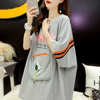 womens clothing summer 2022 harajuku clothes oversize t shirts with short sleeves crop top korean style vintage grunge y2k kpop