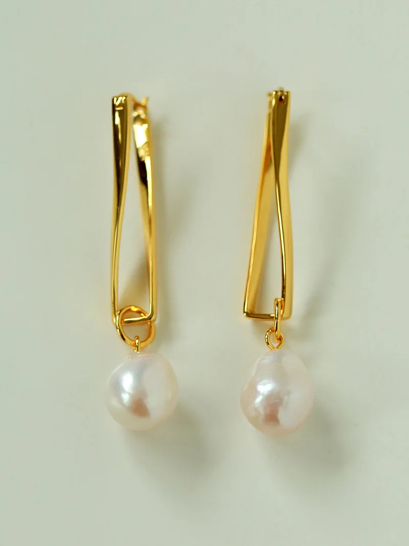 

Timeless Wonder Fancy Natural Pearl Geo Drop Earrings Jewelry for Women Designer Kpop Ins Korean Fashion Dangle Gifts Rare 7251