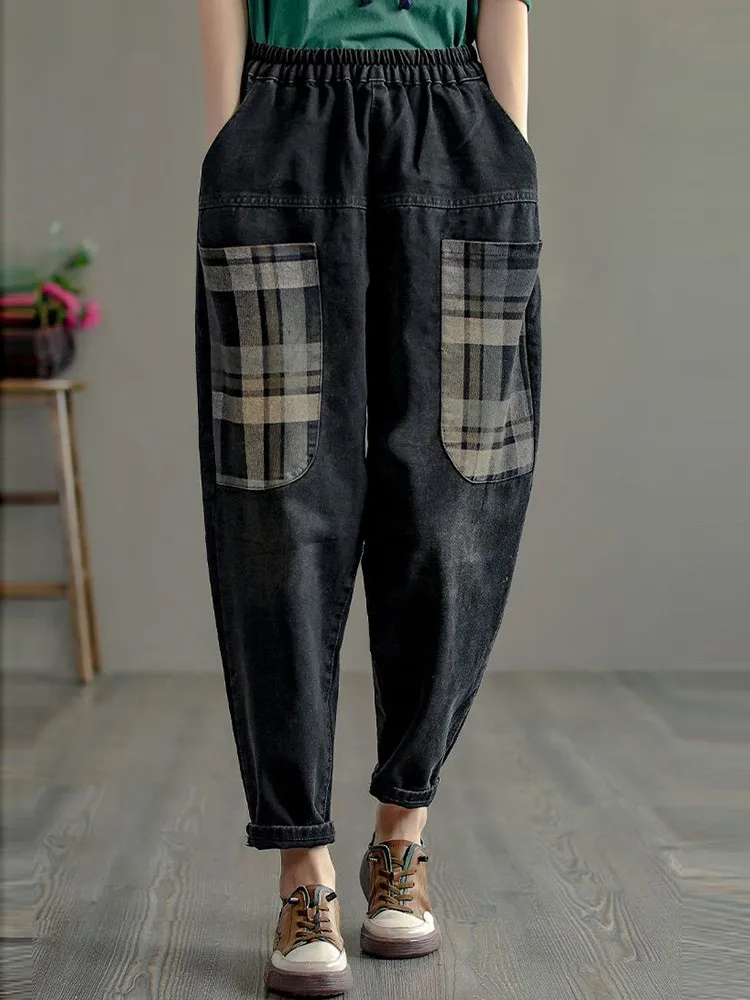 Женские повседневные джинсы-бойфренды Новое поступление 2022 винтажные клетчатые