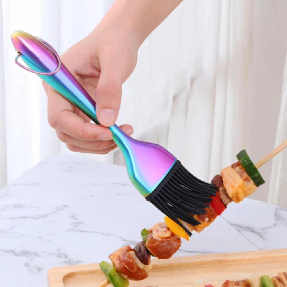 

Stainless Steel Silicone Oil Brushes Kitchen BBQ Grilling Baking Cooking Brushes Barbecue Cooking Tools