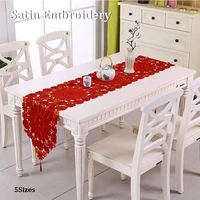 europe red hollow art embroidery flower bed table runner flag cloth cover lace tablecloth kitchen christmas wedding party decor