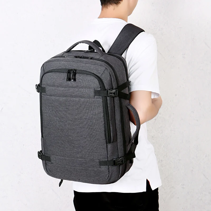 

Вместительный расширяемый мужской рюкзак, водонепроницаемый деловой дорожный портфель с USB-зарядкой для ноутбука