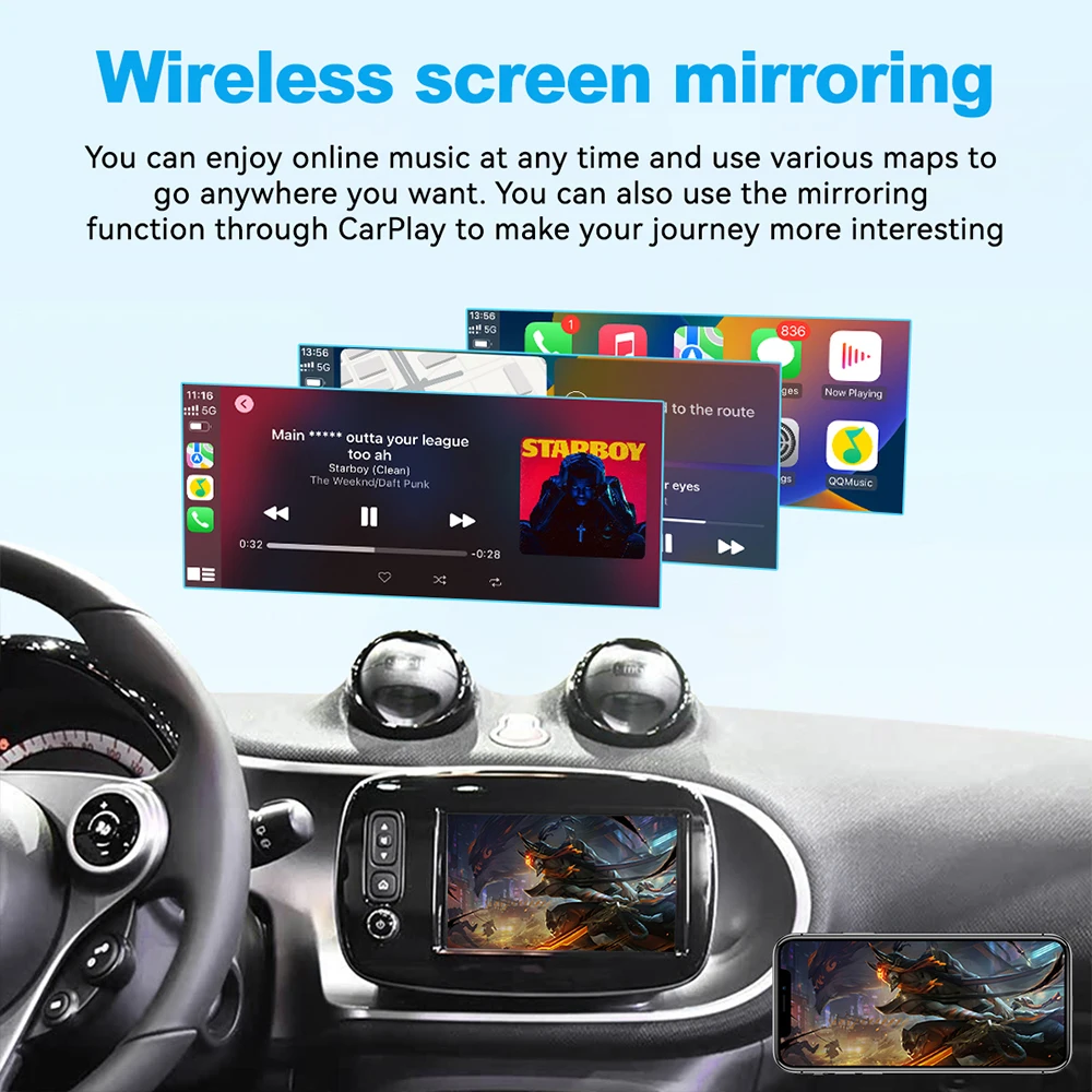 Фото Интерфейс JoyeAuto для Mercedes-Benz 2016-2019 Smart FORTWO/FORFOUR, беспроводной модуль CarPlay, Android Auto, Car Airplay, Mirror-Link №4