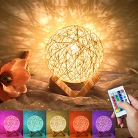 rattan desk lamp bedside table lamp usbbattery dimmable bedside lamp bedroom decoration night light creative birthday kids gift