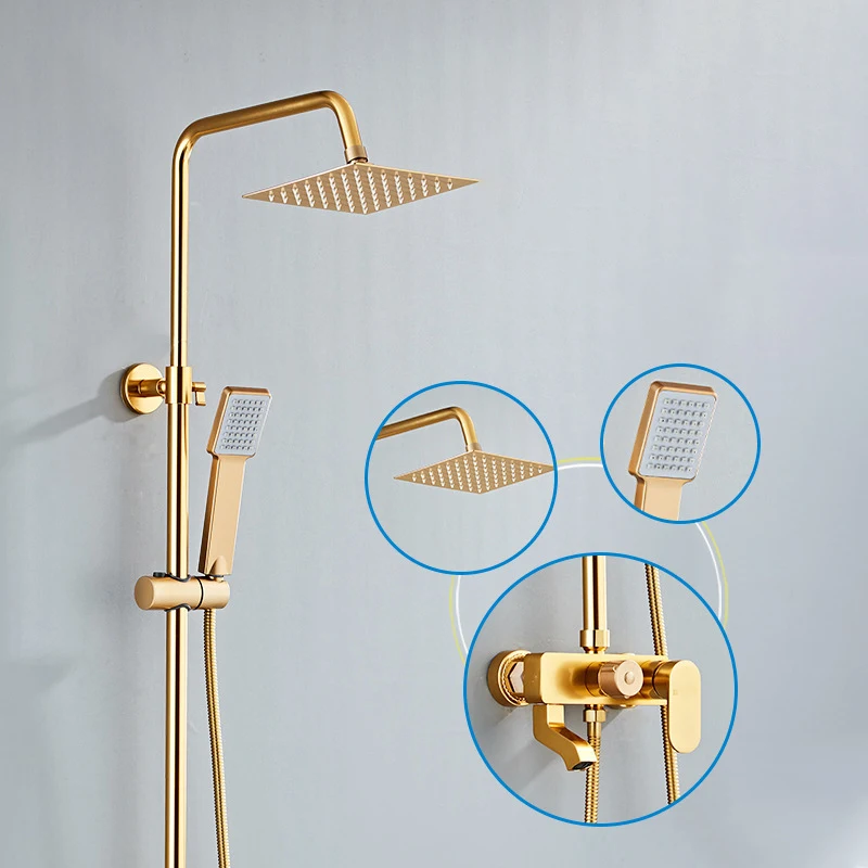 

Новинка, современный настенный душ золотого цвета для ванной комнаты, семейный миксер из алюминия и хром, Душевая система черного цвета