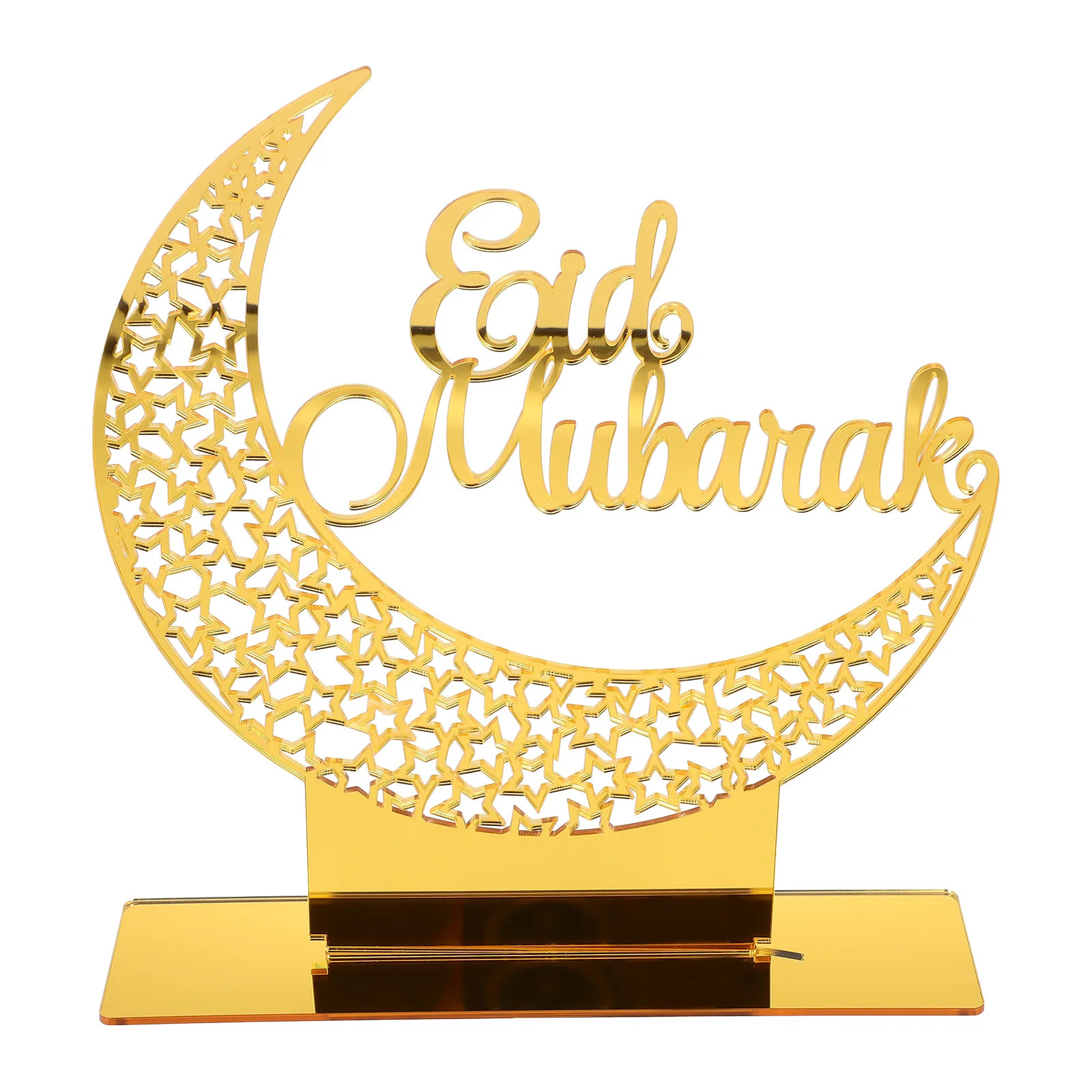 Plastic Craft Festival Decor Ramadan Mubarak Tabletop Sign Gold Desktop Adornments Eid Party Decorations Golden Statue Ornament