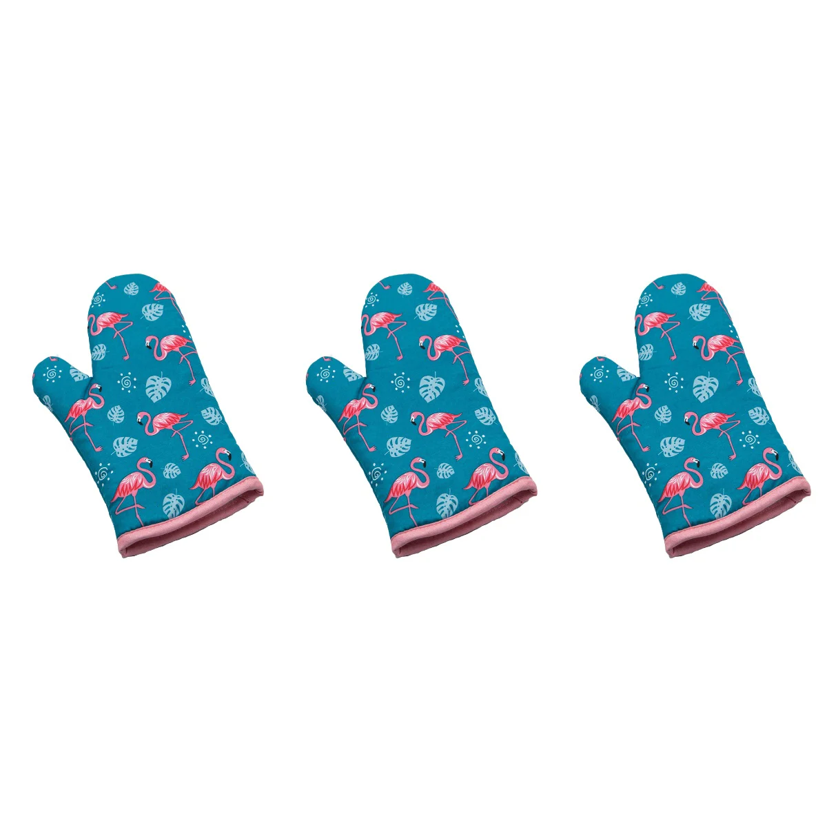 

3pcs Pattern Oven Heat-resistant Microwave Mitts Tool for Kitchen Green