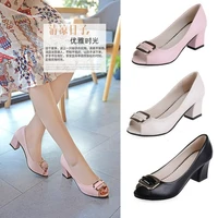 2022 summer new fish mouth sandals womens middle heel open toe fashion high heels