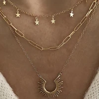 2021 simple sunflower pendant stainless steel ladies necklace wholesale gothic jewlery