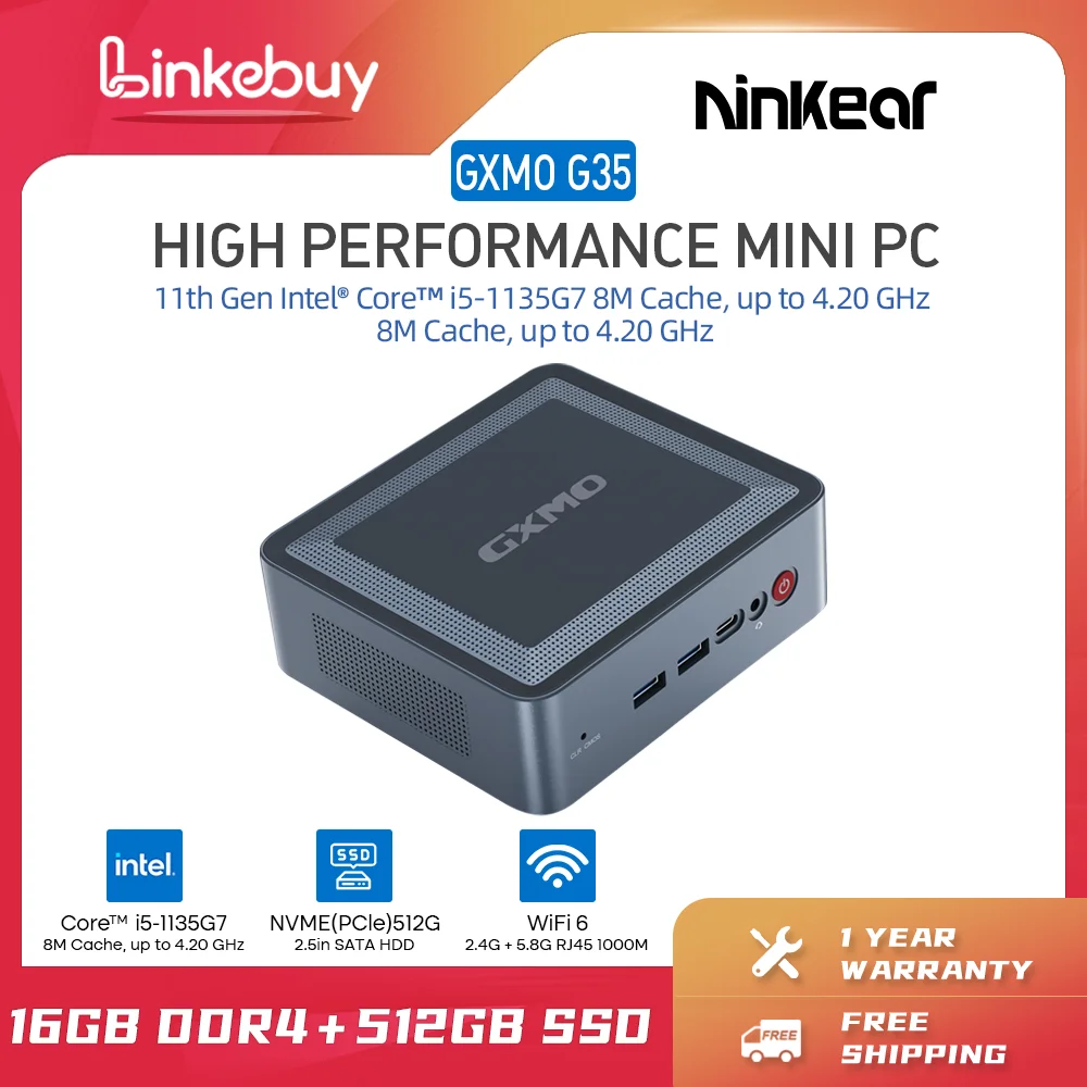 

Ninkear G35 Mini PC,Intel Core i5-1135G7,16GB DDR4 +512GB SSD,Desktop PC support 4K decoding WiFi 6 HDMI,Windows11 Computers