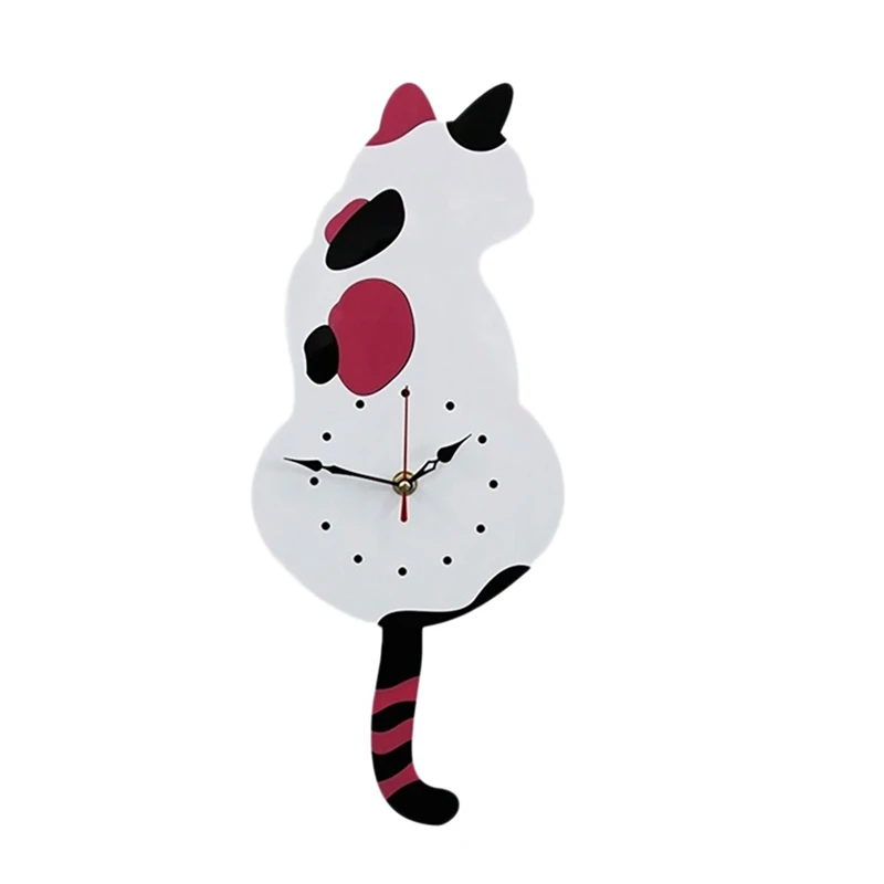 

3D Digital Wall Clock Cat Swinging Tail Move Silent Non Ticking Pendulum Quartz Clock For Bedroom Home Decor Gift