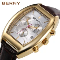 men watch swiss quartz barrel wristwatch leather strap multifunction waterproof clock chronograph mens watches top brand luxury