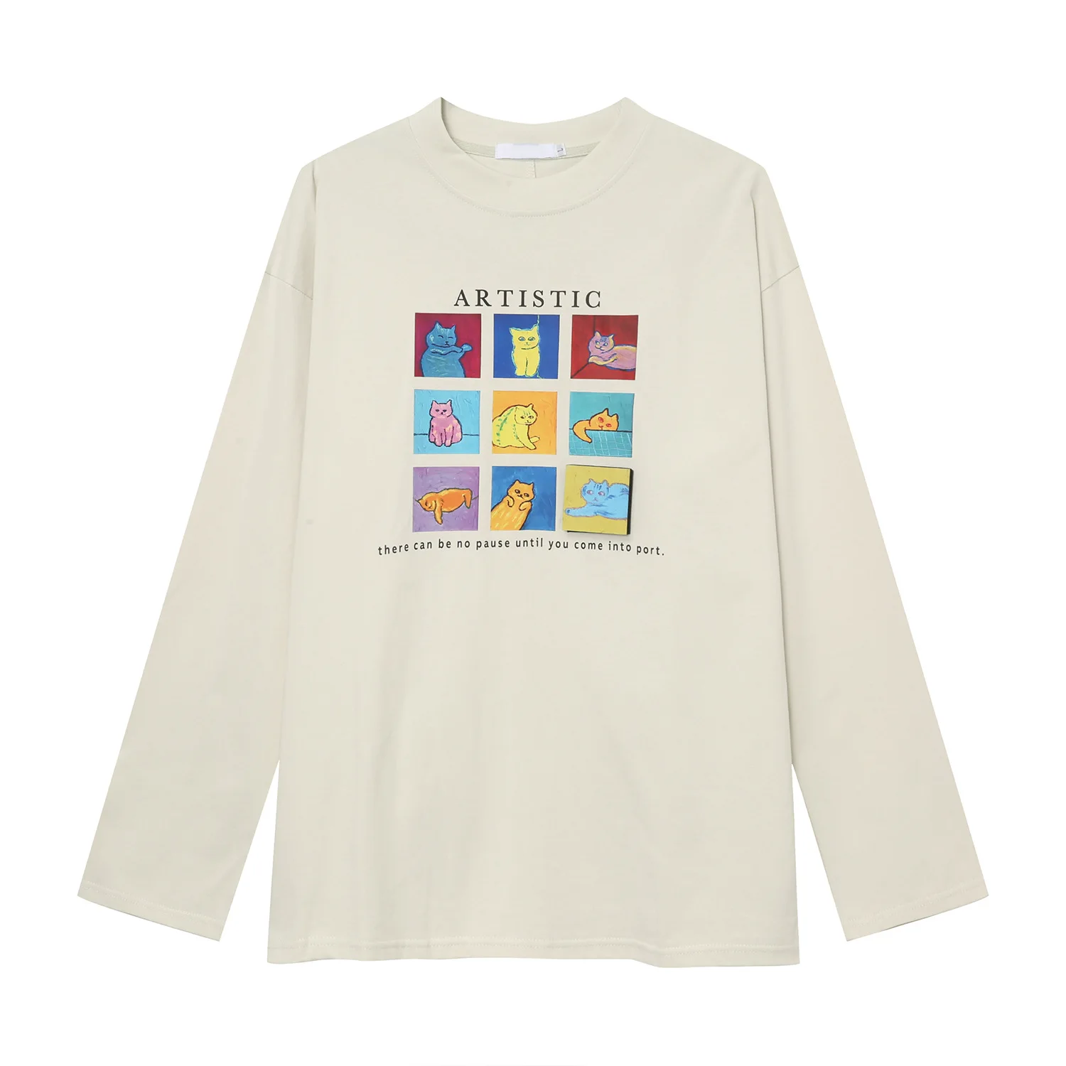 

Autumn 2023 Men's loose cartoon long-sleeved T-shirt