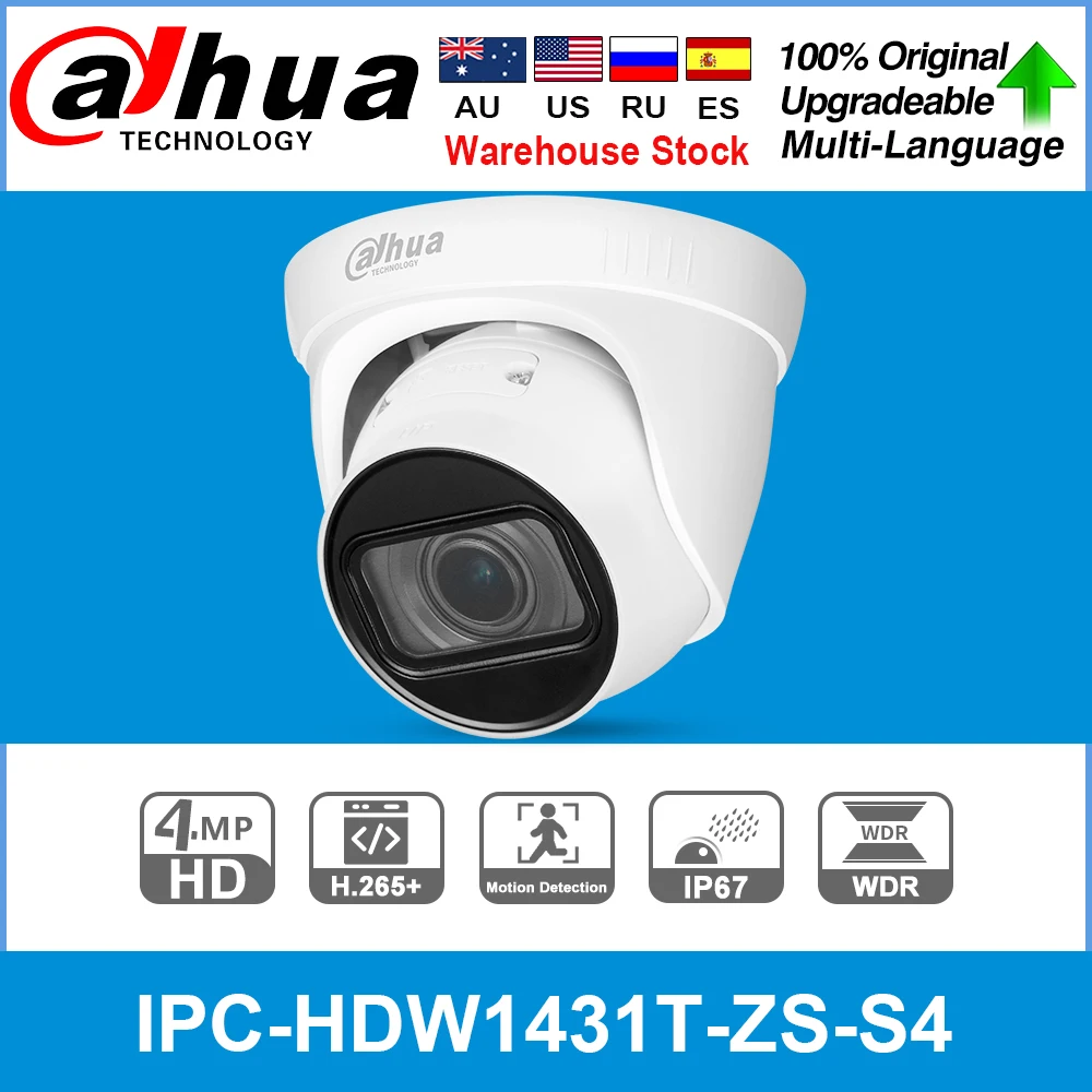 

Dahua Original Mini Turret 4MP IP Camera IPC-HDW1431T-ZS-S4 APP 4X Zoom Night Vision Smart IR H.265+ IP67 CCTV Security Camera