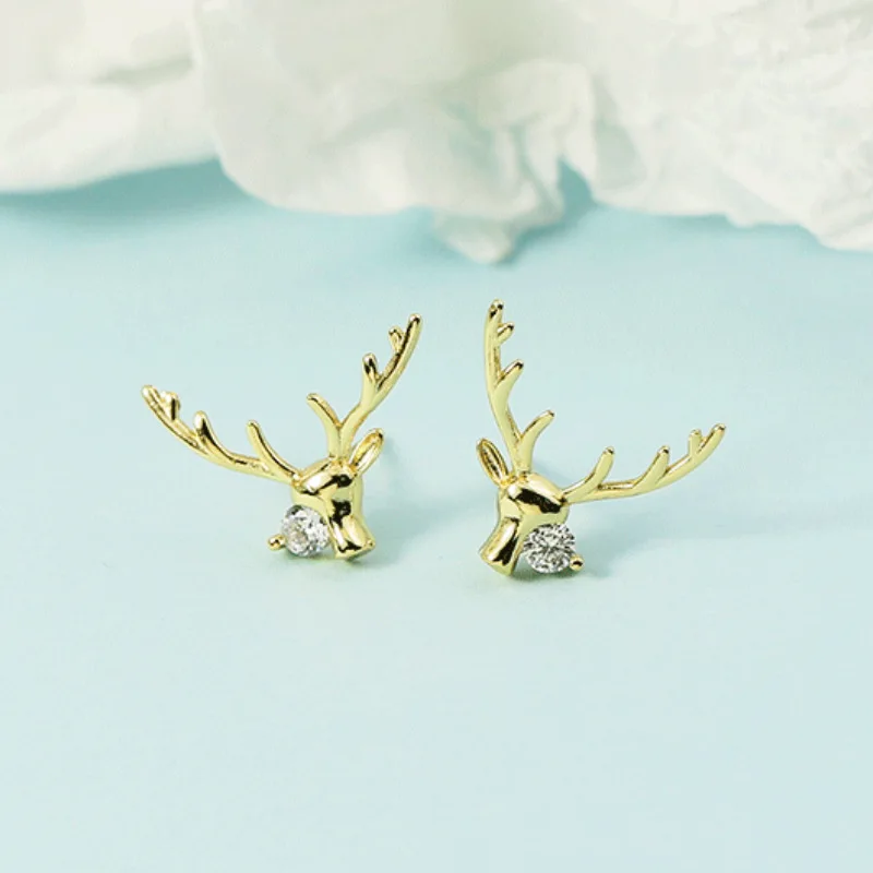 

Diamond-Embedded Antler-Shaped Earrings Women's 2020 New Trendy Simple and Compact Cold Style High Sense Graceful Earrings Gold