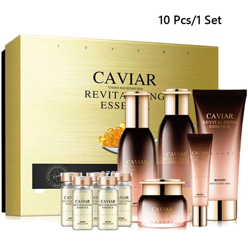 

Уход за кожей набор из 10 предметов Увлажняющий анти-сушка против шероховатости контроль жирности осветляет кожу цвет осветляет темные пятн...