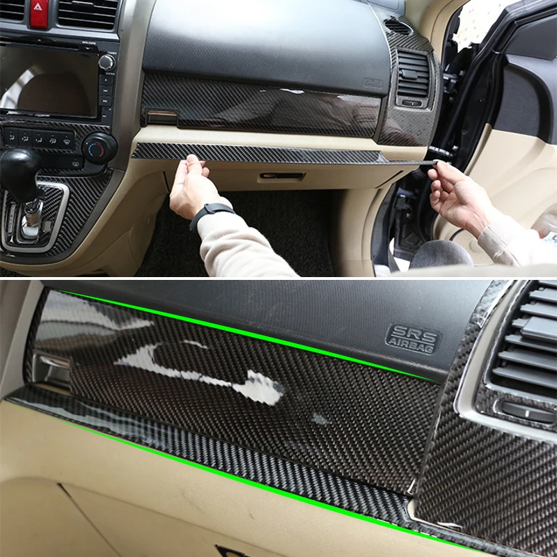 

Car-styling Soft Carbon Fiber Center Control Copilot Dashboard Panel Strip Cover Trim For Honda CRV 2007 2008 2009 2010 2011