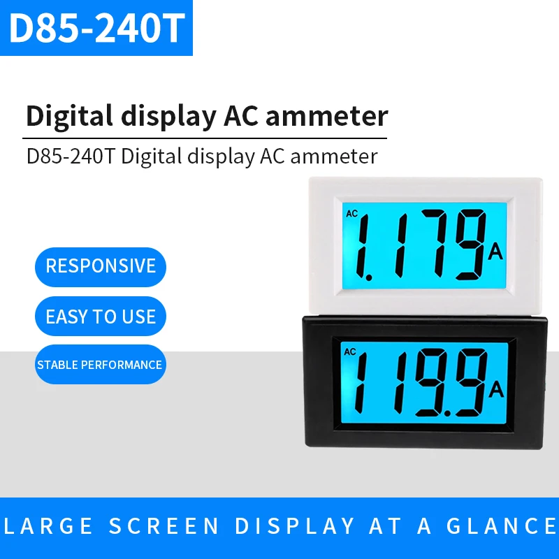 1 шт. черно-белый D85-240T AC 50A ЖК-цифровой дисплей амперметр Высокоточный синий