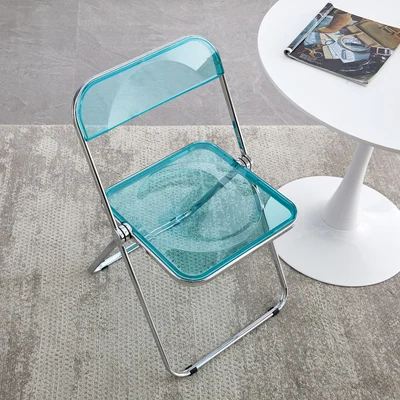 

Nordic Modern Dinette Chair Acrylic Transparent Chair Folding Stool Milk Tea Cafe Dining PlasticMuebles Outdoor Furniture FGM