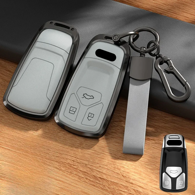 Кожаный Автомобильный Брелок для смарт-ключей из алюминиевого сплава брелок Audi A4