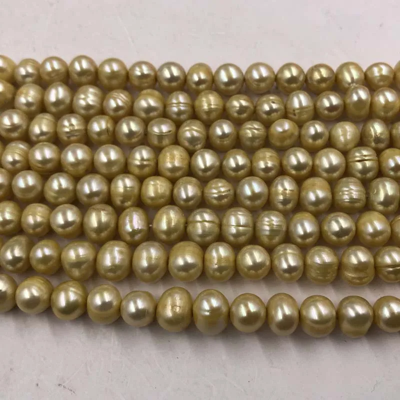 ELEISPL JEWELRY 18 Strands 8mm Light Yellow Freshwater Pearl Strings #496-3