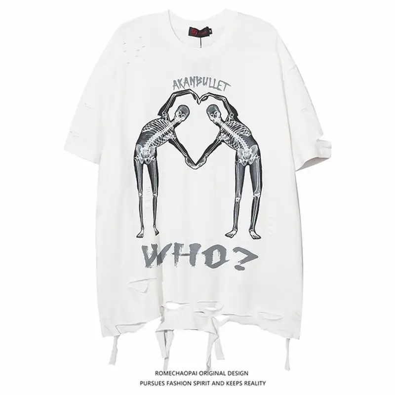 Женская футболка с коротким рукавом свободная принтом черепа в уличном стиле Y2K