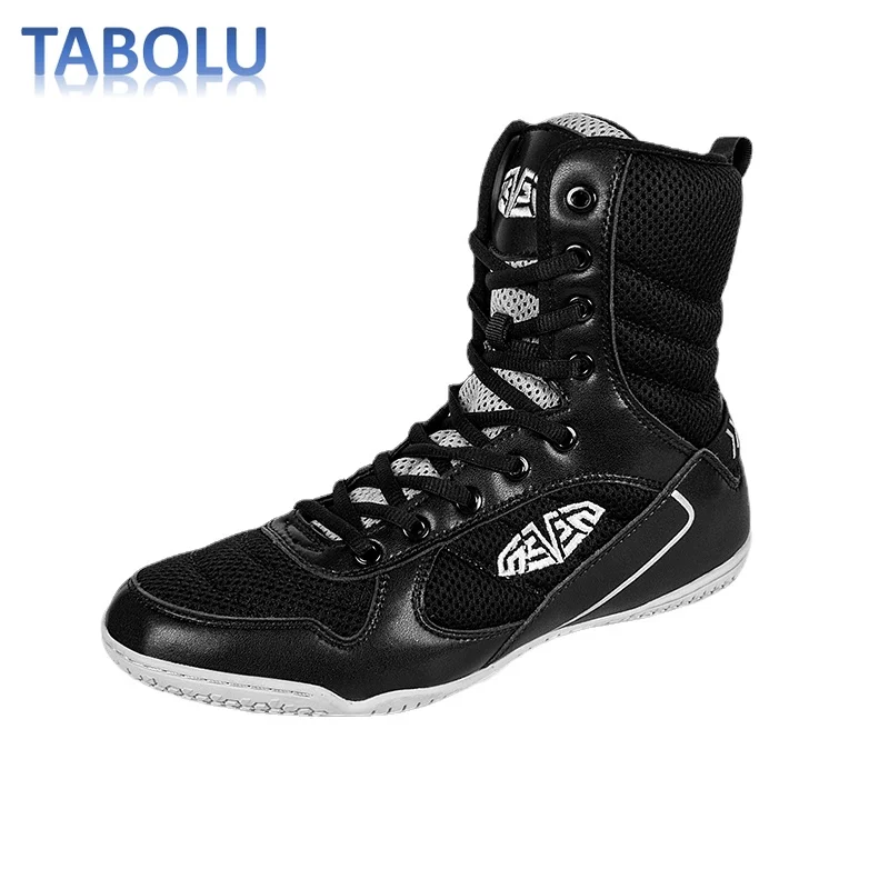 Professional Men's Boxing Shoes Breathable Boxing Training Boot Lace-up Non-slip Boxing Wrestling Shoes High-top Sneakers Men