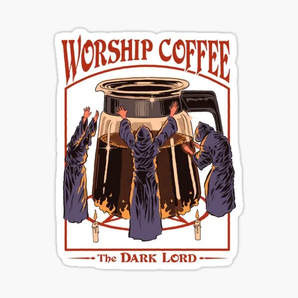 

Worship Coffee 5PCS Stickers for Background Wall Art Car Home Bumper Decor Anime Funny Cute Room Water Bottles Print Window