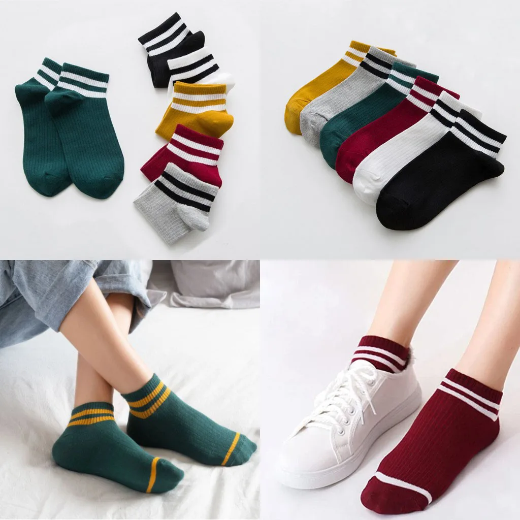 

Men Women's Short Socks Cotton Stripe Boat Socks Spring Autumn Unsiex Casual Men Sock Breathable Women Ankle Sock 6 Colors