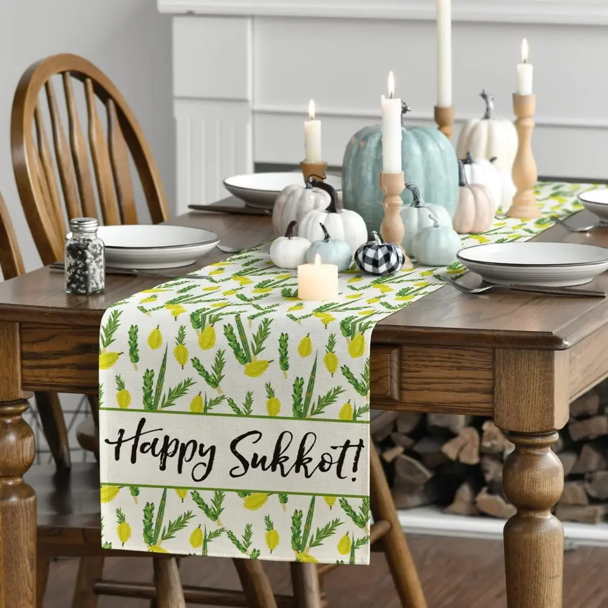 Happy Sukkot Etrog льняная скатерть настольное украшение sukka еврейский праздник Осенний