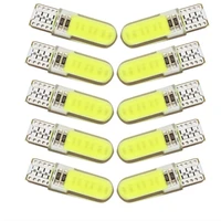10pcs silicone gel cob led car light 12v t10 w5w wedge side parking reading bulb signal lamp clearance light 12 smd chips 3w