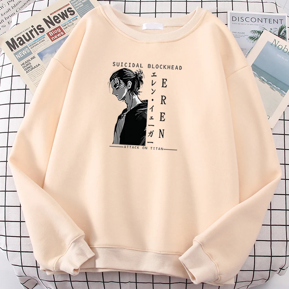 

Толстовка Мужская/женская оверсайз с принтом Эрена и джейгера, свитшот с аниме «атака на Титанов», одежда с круглым вырезом в японском стиле...