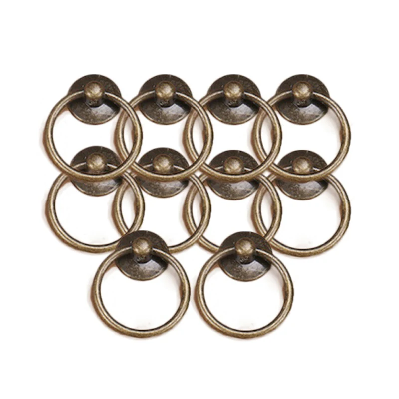 

2PCS Vintage Round Ring Furniture Door Pull Handle Alloy Cabinet Dresser Drawer Knobs Handle Cupboard For Jewelry Box Door Ring