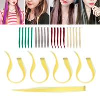 5pcs colorful long straight women high temperature synthetic clip in hair extension hairpiece bright color 21 65inch for cosplay