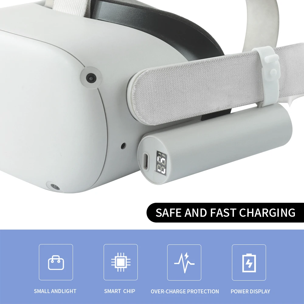 VR Glasses Battery Bank Compatible with Oculus Quest 2 Type-C VR Rechargable Emergency Battery Pack VR Accessories