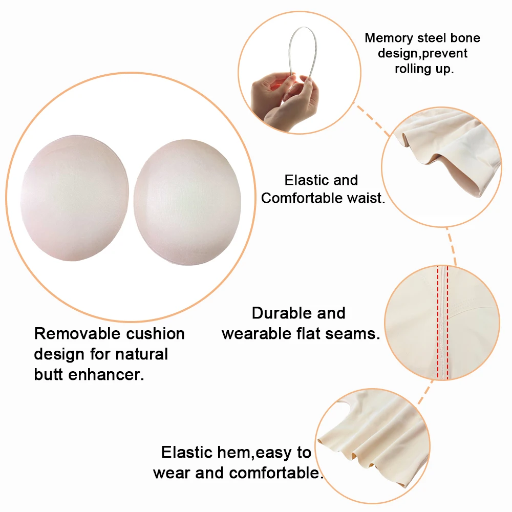 Velssut Butt Lifter Paded Panties for Women Hip Enhancer High Waist Shorts with Removable Pads Push Up Panty Ladies Body Shaper