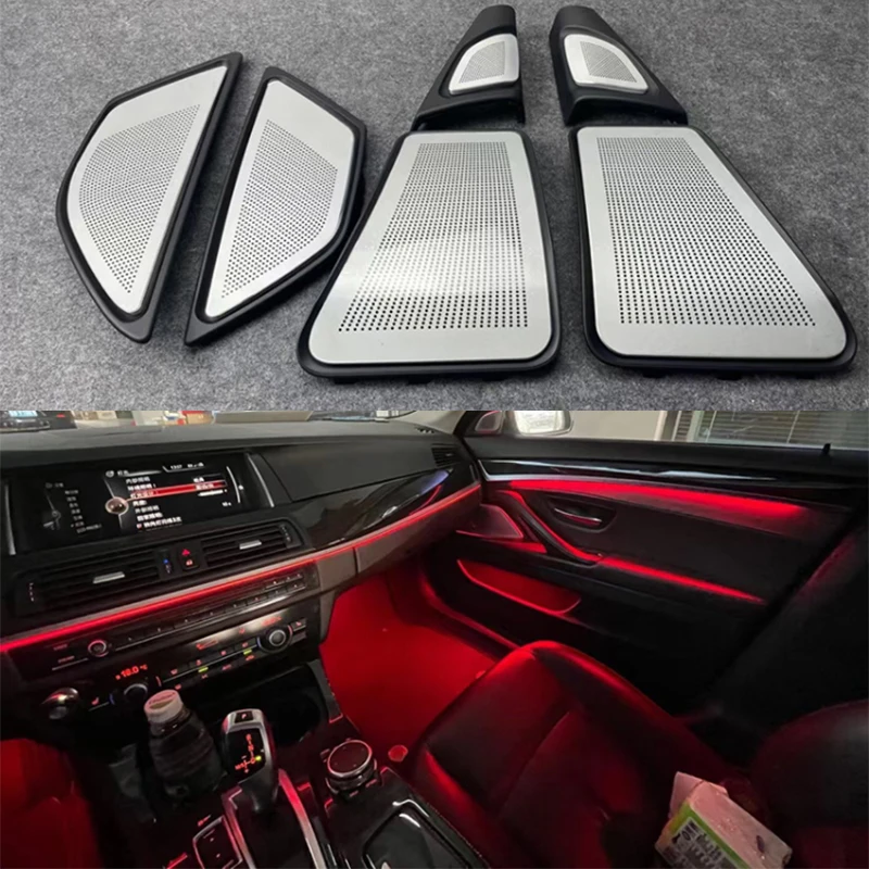 

Подходит для BMW F10/F18 5 серии 2010 светодиодный 2017, светодиодная крышка для динамика, внутренняя дверная панель, декоративная отделка, лампа, акс...