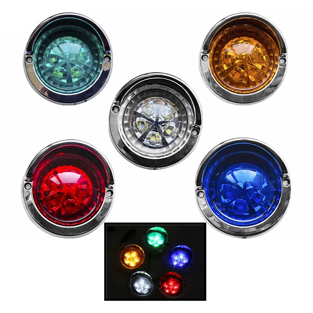 

10Pcs Marker Lights For Trucks 24V Chrome Side Position Light Trailer Side Marker Lights Red White Amber Blue Green