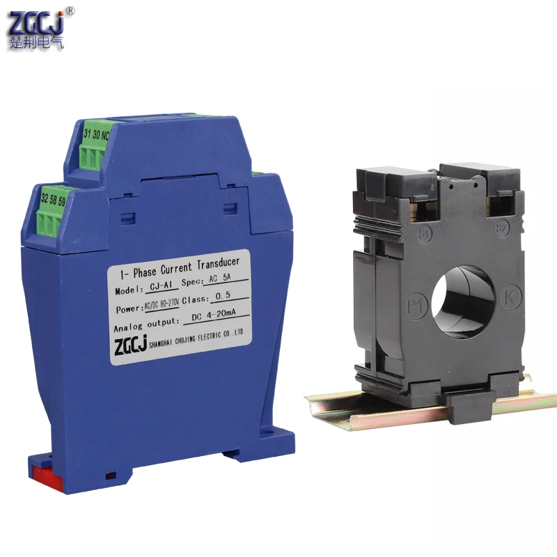 

AC 0-50A 100A 200A 300A Din Current transmitter 4-20mA DC Transmit Output transmitter ampere transmitter