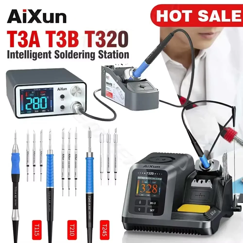 Фото AIXUN T3B T3A T320 Умная паяльная станция для сварки T115/T210/T245 Паяльная станция T3AS T3BS для ремонта печатных плат SMD BGA Сварочные инструменты №1