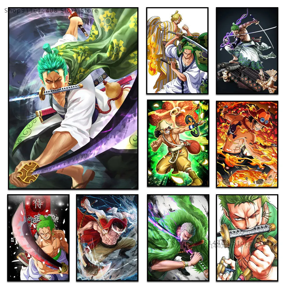 

Bandai DIY 5D Anime One Piece Zoro Japanese Classic Luffy Comic Diamond Painting Diamond Embroidery Wall Art Mosaic Home Decor