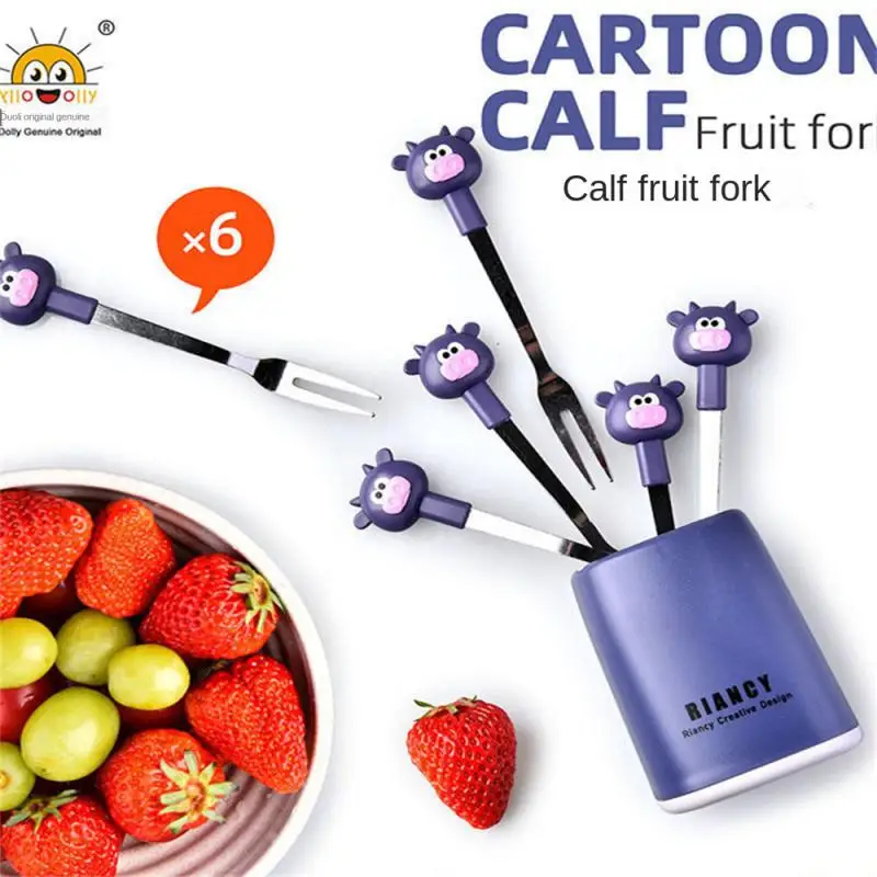 

Reusable Snack Cake Dessert Forks Stainless Steel Portable Childrens Dessert Cake Snack Fork Creative Home Flatware Dinnerware