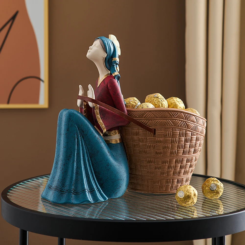 

Chinese Style Home Decoration Girl Figurines Office Desk Accessories Decorations for Home Living Room Decor Sundries Storage