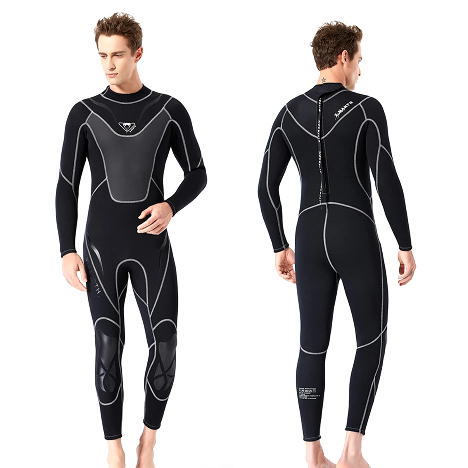 

Swimming Wetsuit Men 3mm Neoprene Full-body Wetsuit with Back Zipper Diving Suit For Surfing Scuba Snorkeling Water Sports