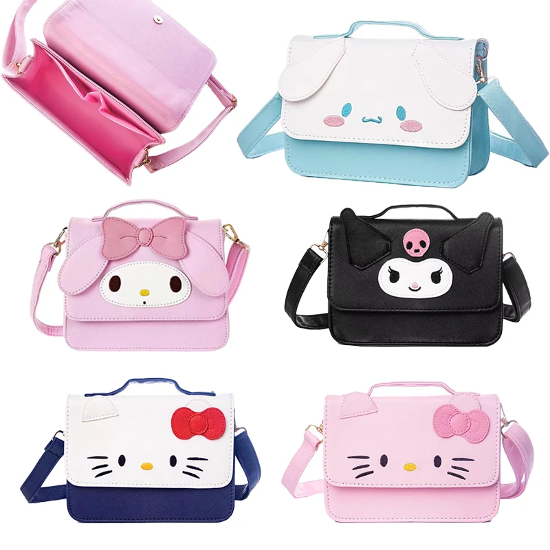 

Cartoon Anime Kuromi My Melody Cinnamoroll Hellokittys Kawaii Cute Girl Messenger Bag Mobile Phone Key Bag Pu Portable Handbag