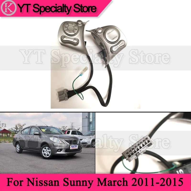

Многофункциональная кнопка рулевого колеса Kamshing для Nissan Sunny/March 2011-2015, кнопка аудио, Bluetooth, переключатель круиз-контроля