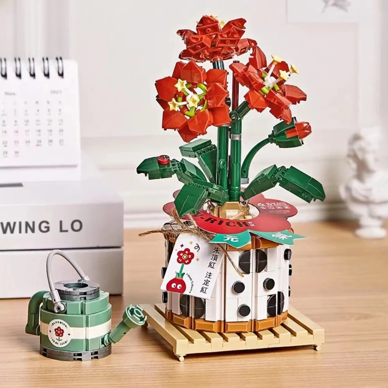 

Строительный блок мини 3D Цветочный букет MOC романтическое вечное растение в горшке украшение для дома кирпичи на день рождения игрушки для ...
