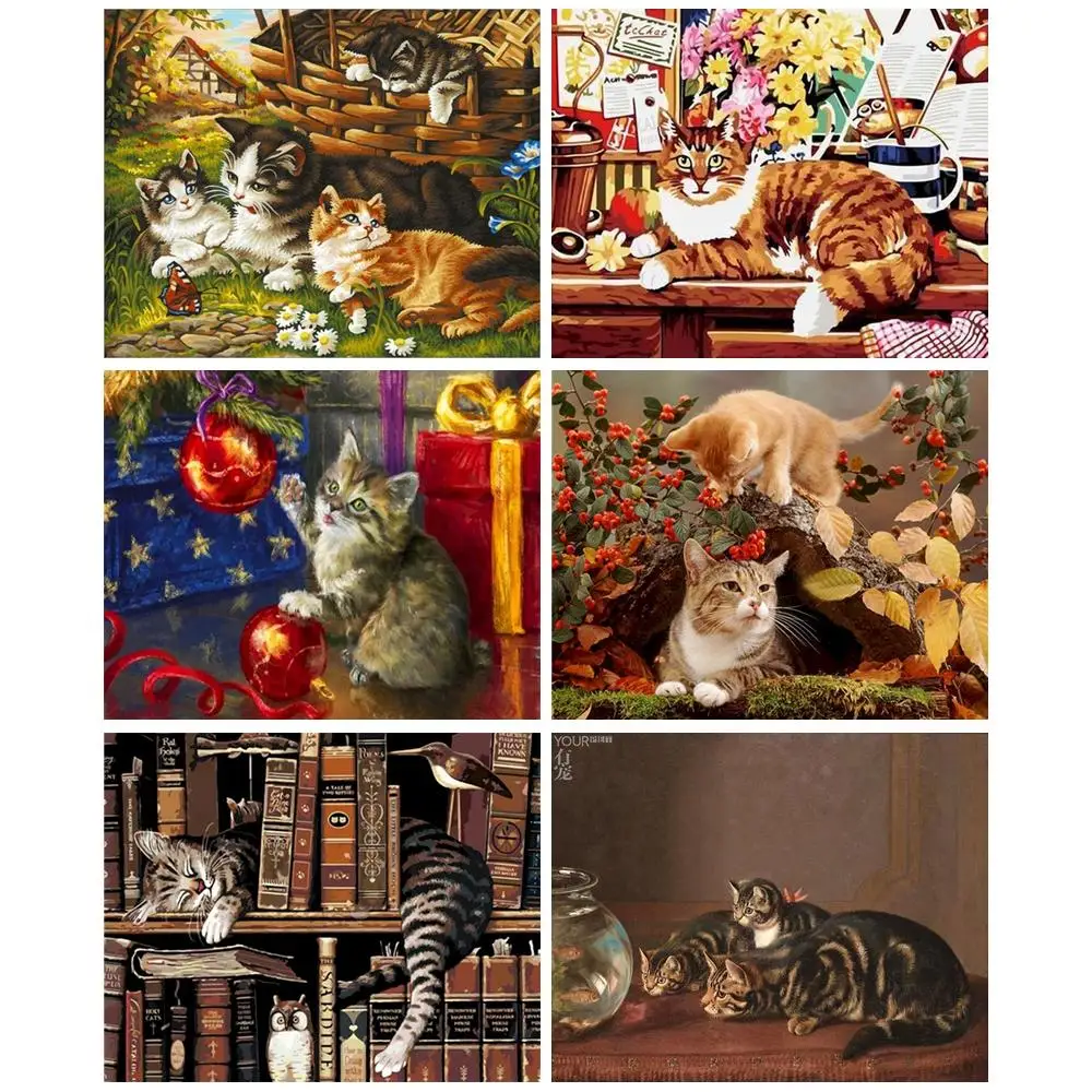 

CHENISTORY Oil Painting By Numbers On Canvas Picture Drawing Cats Coloring By Numbers Handicraft Personalized Gift Home Decor