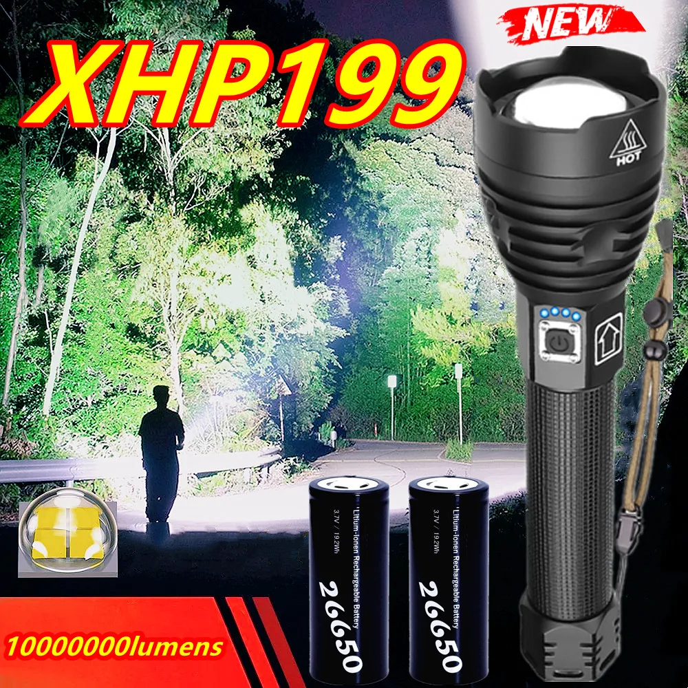 

Super XHP199 Most Powerful Led Flashlight torch XHP90 P70 High power tactical flashlight USB rechargeable Waterproof flash light